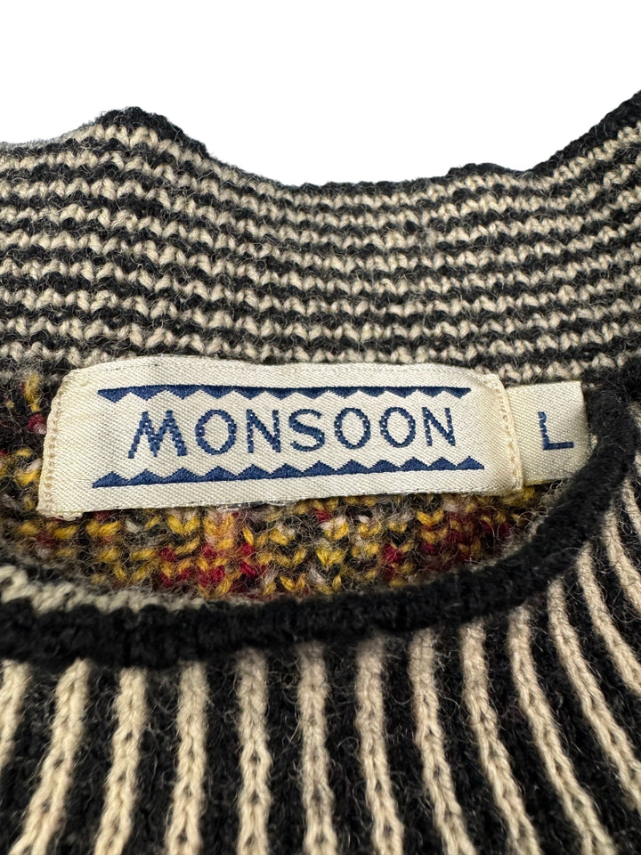 Monsoon Geometric Floral Knit Sweater - Think Vintage