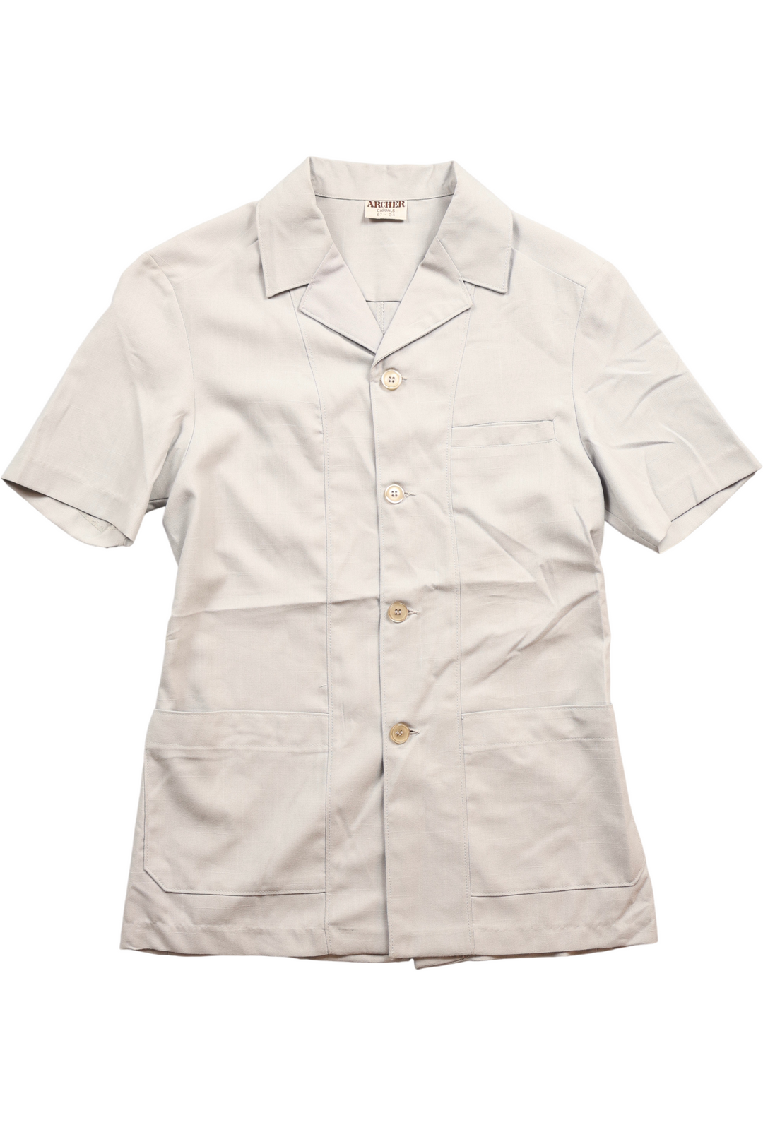 1970s Beige Safari Short Sleeved Jacket - M - Think Vintage