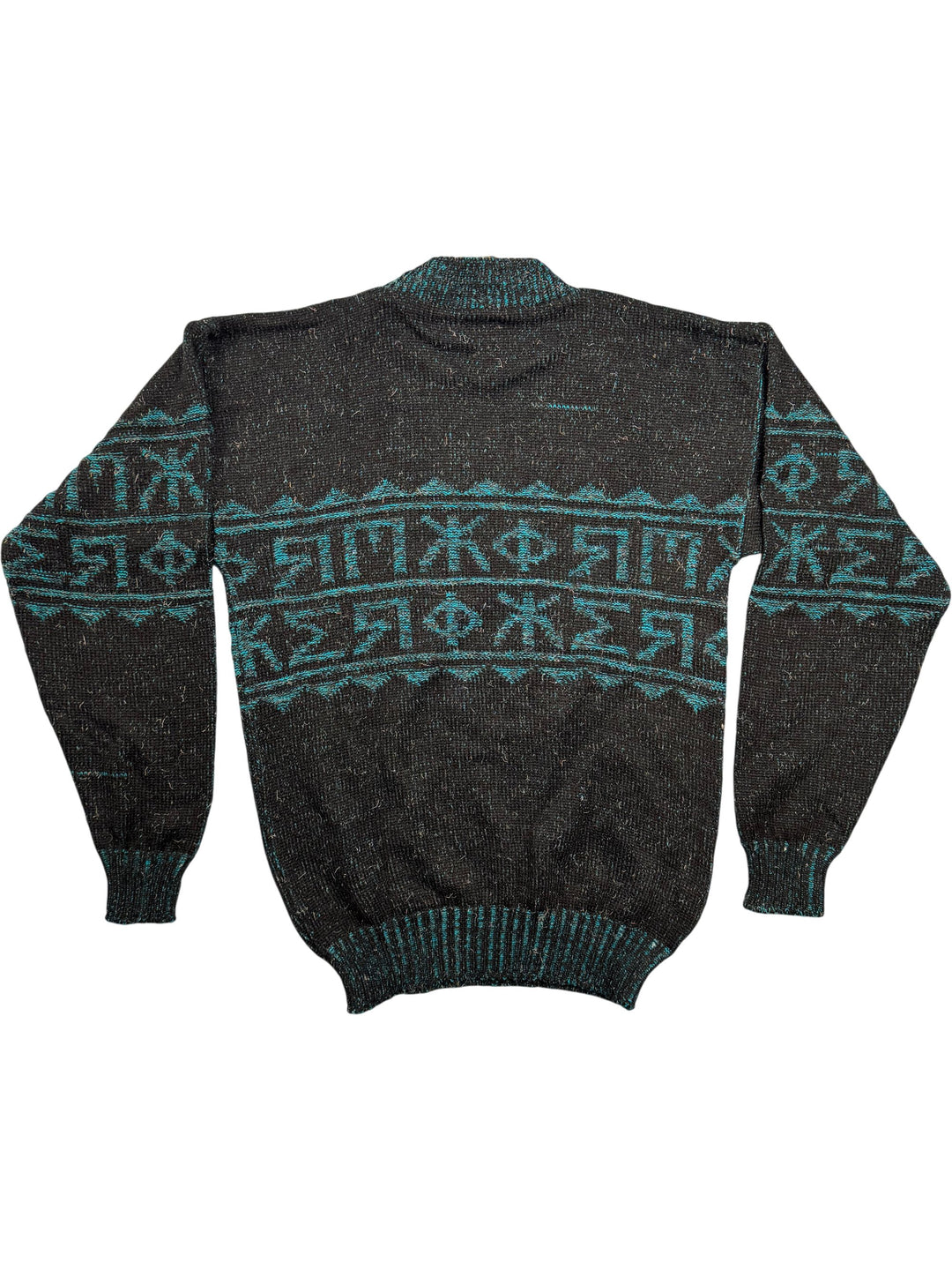 Rich Boy Teal Patterned Knit Sweater - M - Think Vintage