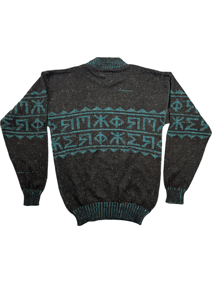Rich Boy Teal Patterned Knit Sweater - M - Think Vintage
