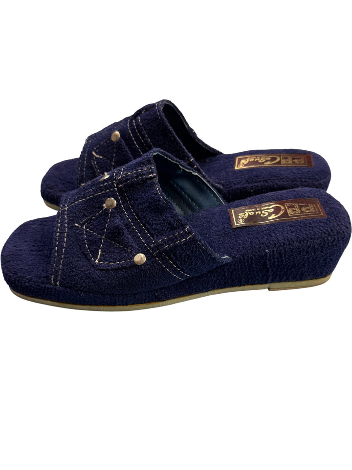 Pretty Polly Blue Casuals Slippers - UK 5 - Think Vintage