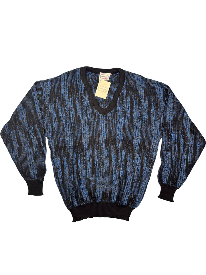 Bentley Casuals Blue Patterned Sweater - M - Think Vintage