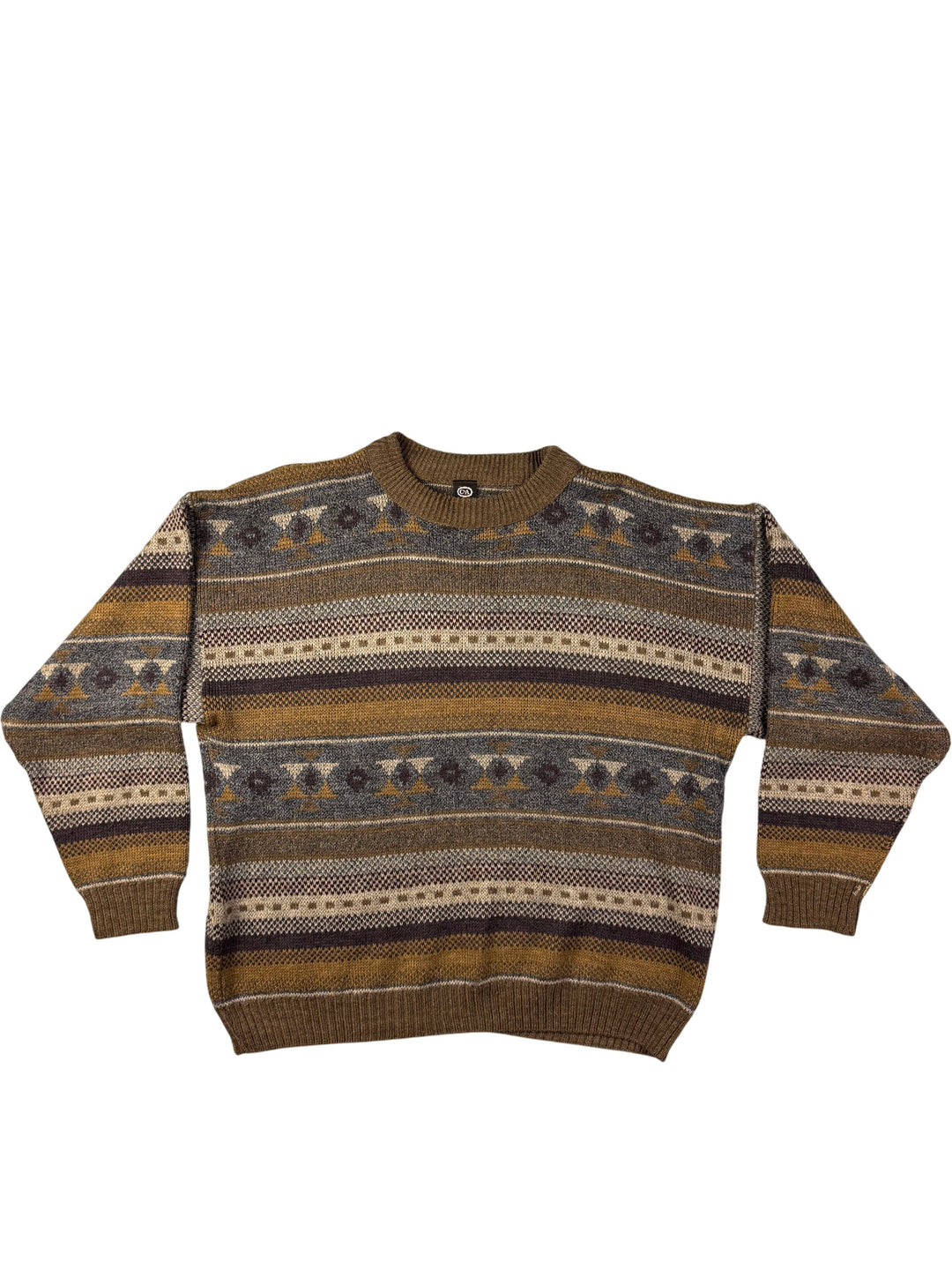 Patterned Knit Sweater - M - Think Vintage
