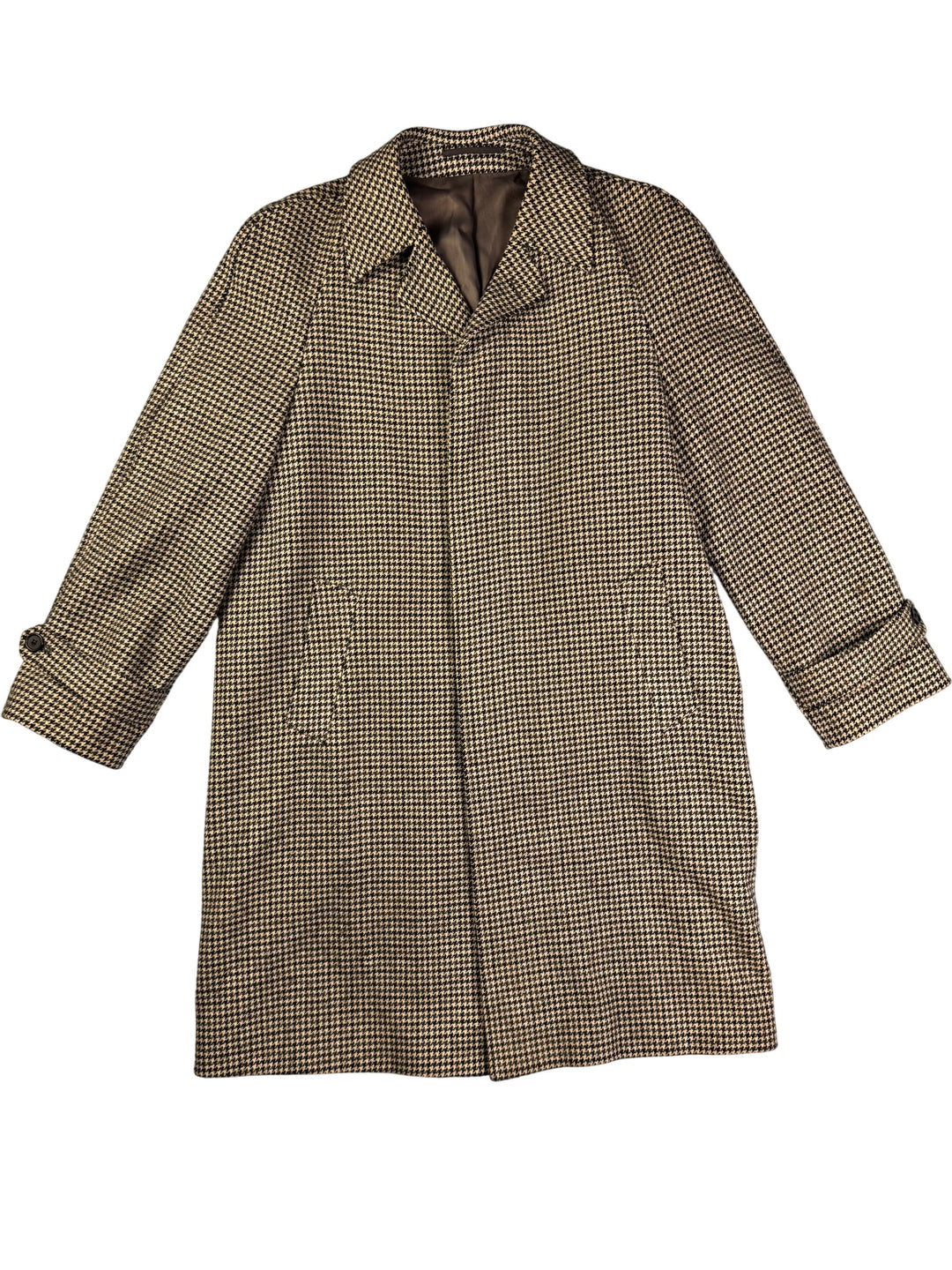 House Of Fraser Houndstooth Long Coat - M - Think Vintage