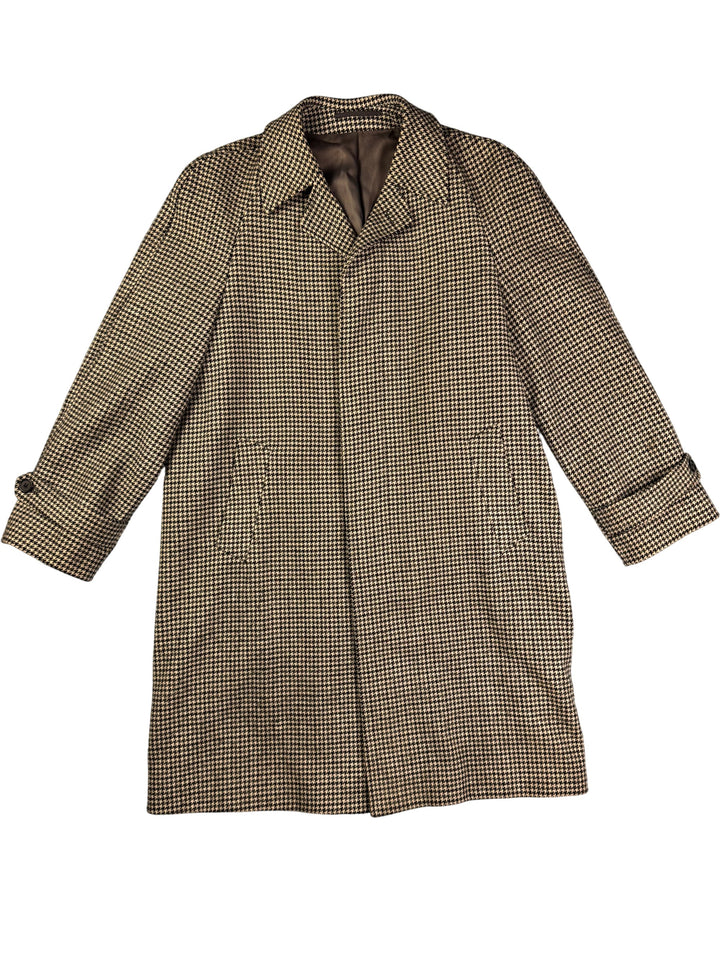 House Of Fraser Houndstooth Long Coat - M - Think Vintage