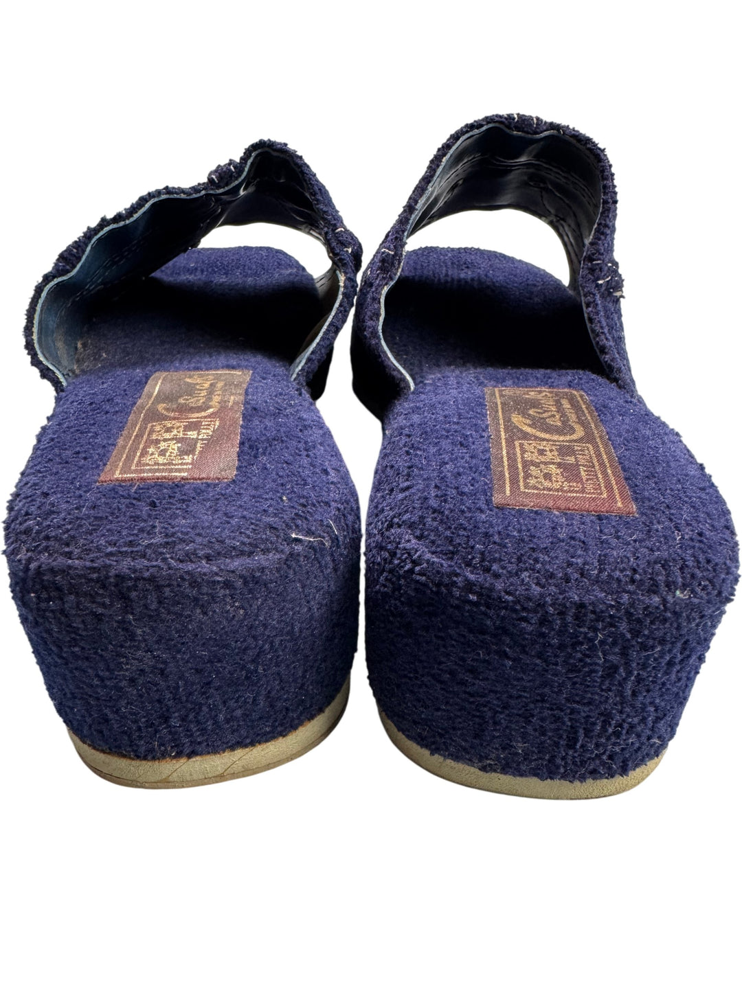 Pretty Polly Blue Casuals Slippers - UK 5 - Think Vintage