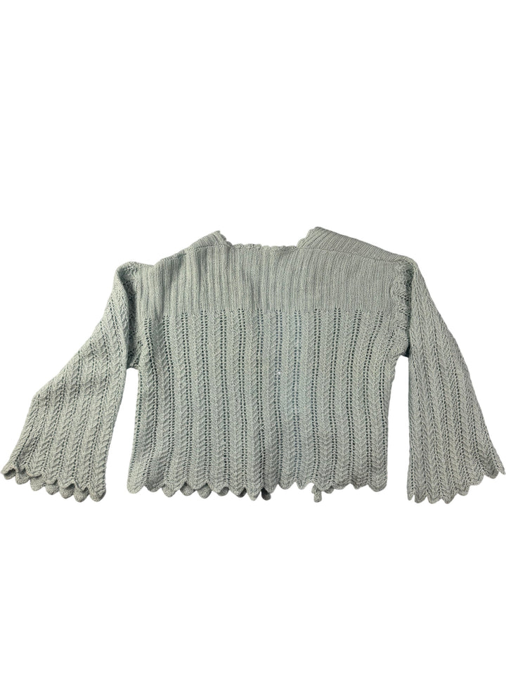 Light Blue Scalloped Knit bed jacket - XL - Think Vintage