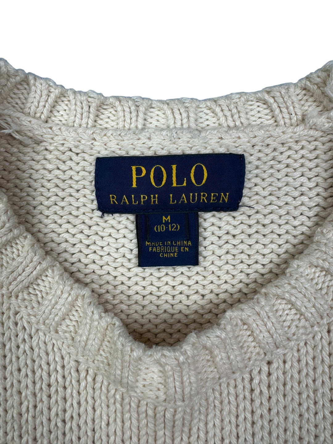 Polo Ralph Lauren Cream Patterned Sweater - S - Think Vintage