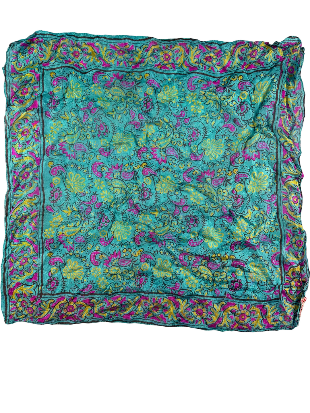 Bright Floral Silk Square Scarf - Think Vintage