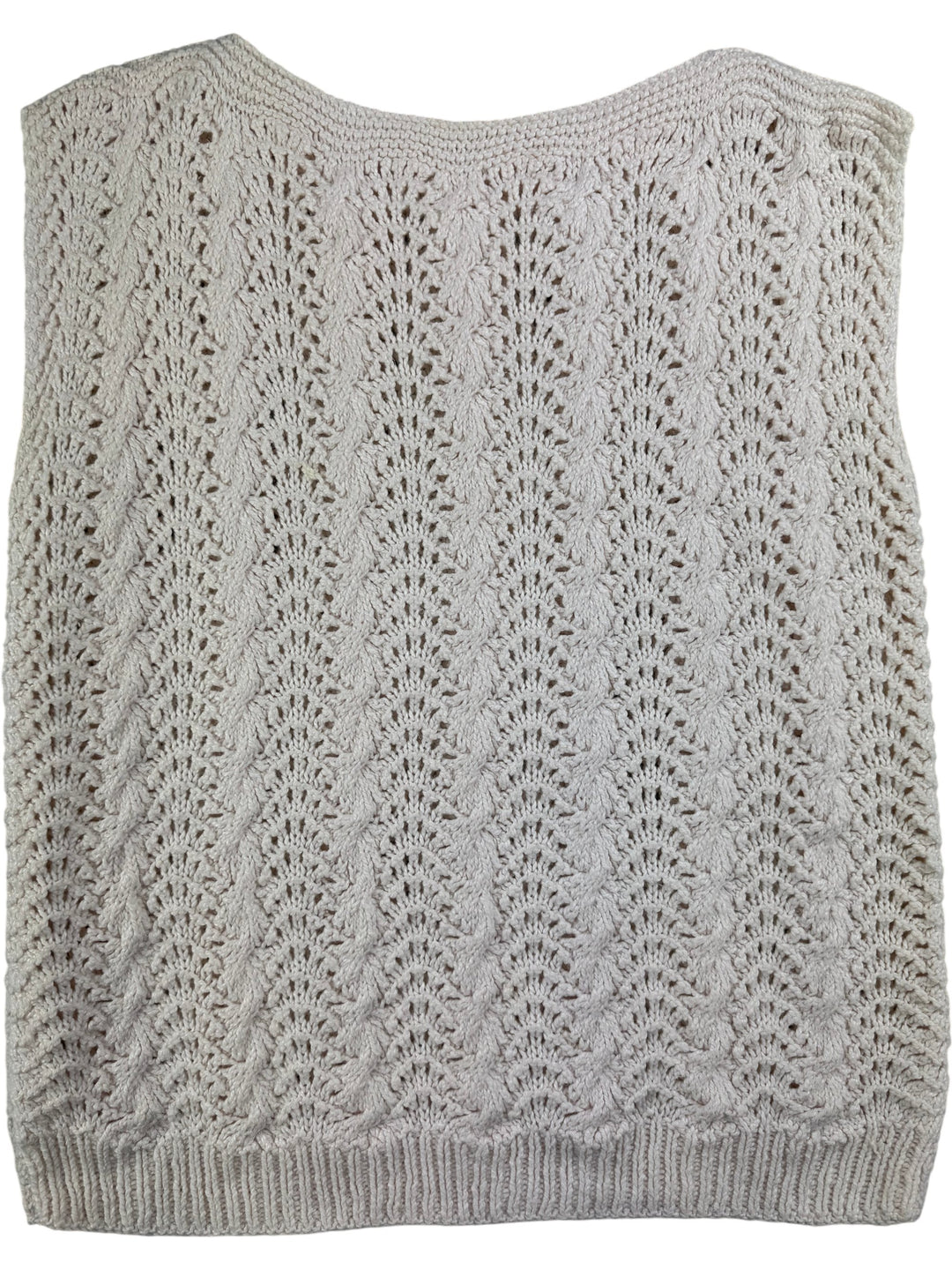 Cable Knit Sleeveless Vest - L - Think Vintage