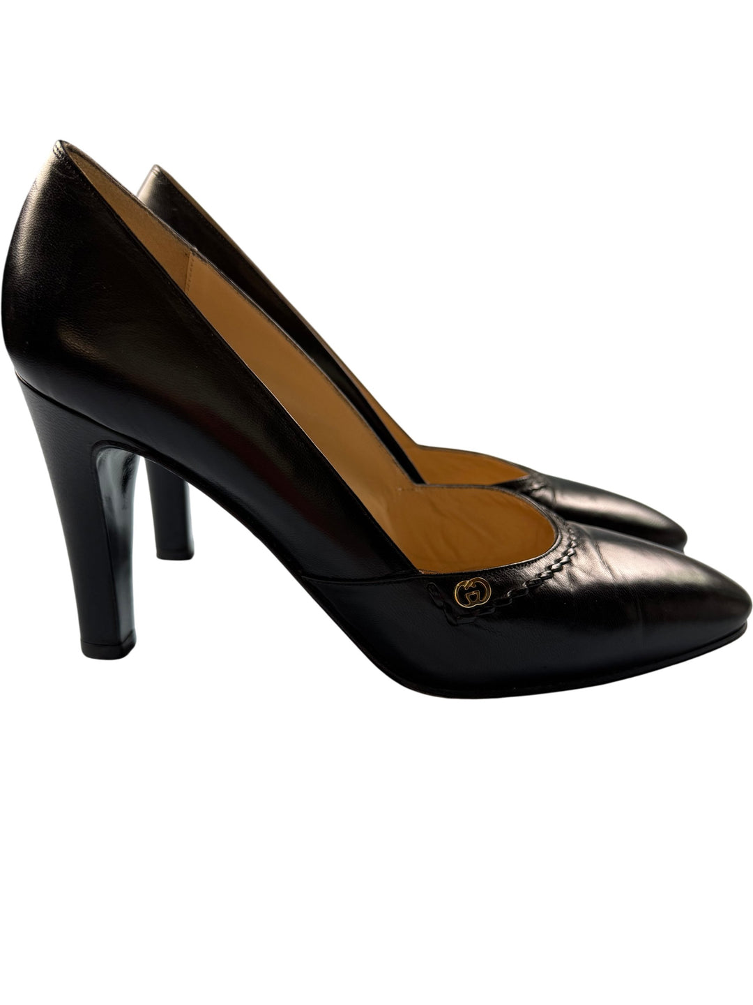 Gucci Black Leather High Heel Pumps - 5 - Think Vintage