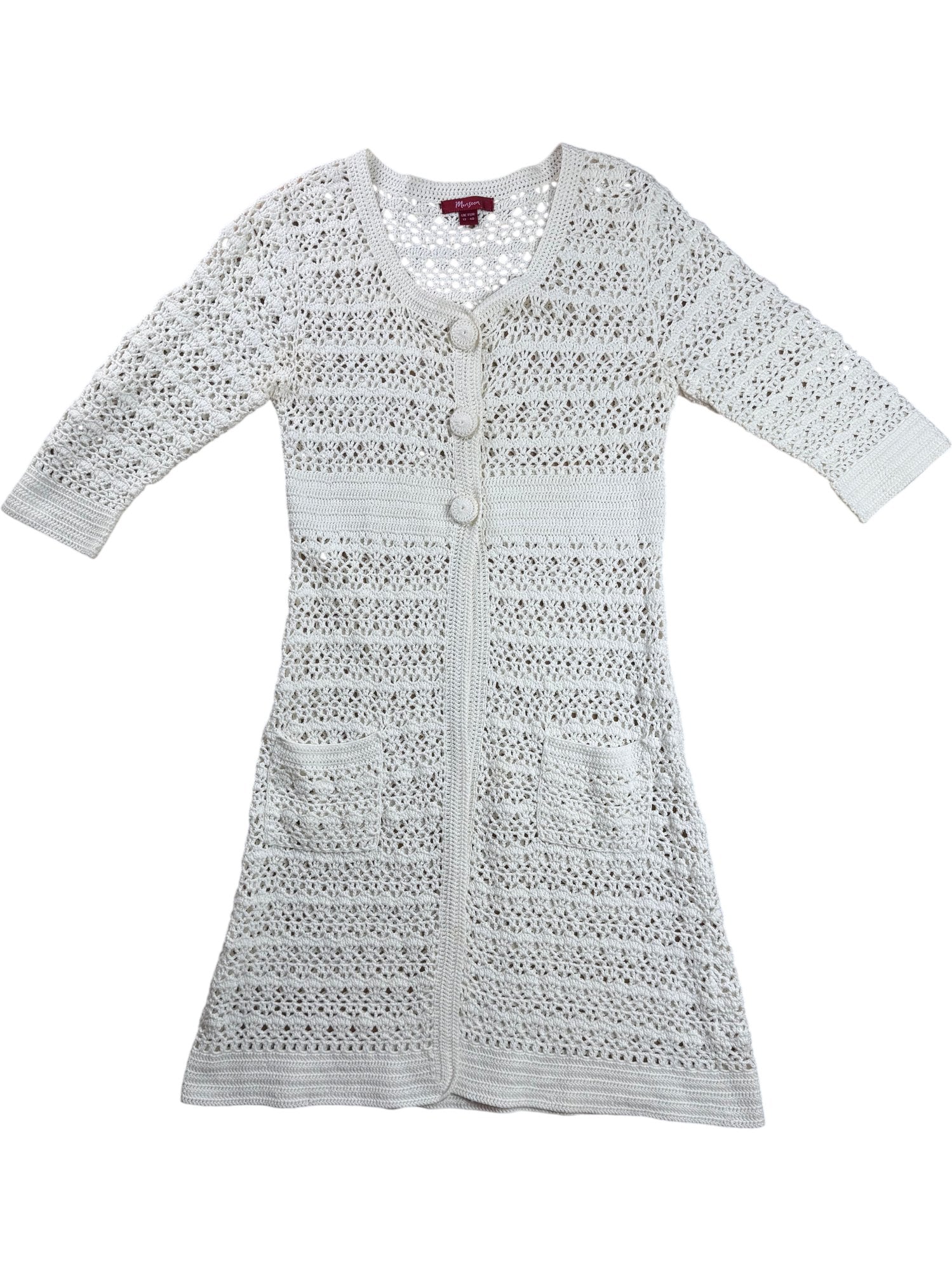 Monsoon Crochet Button-Up Dress