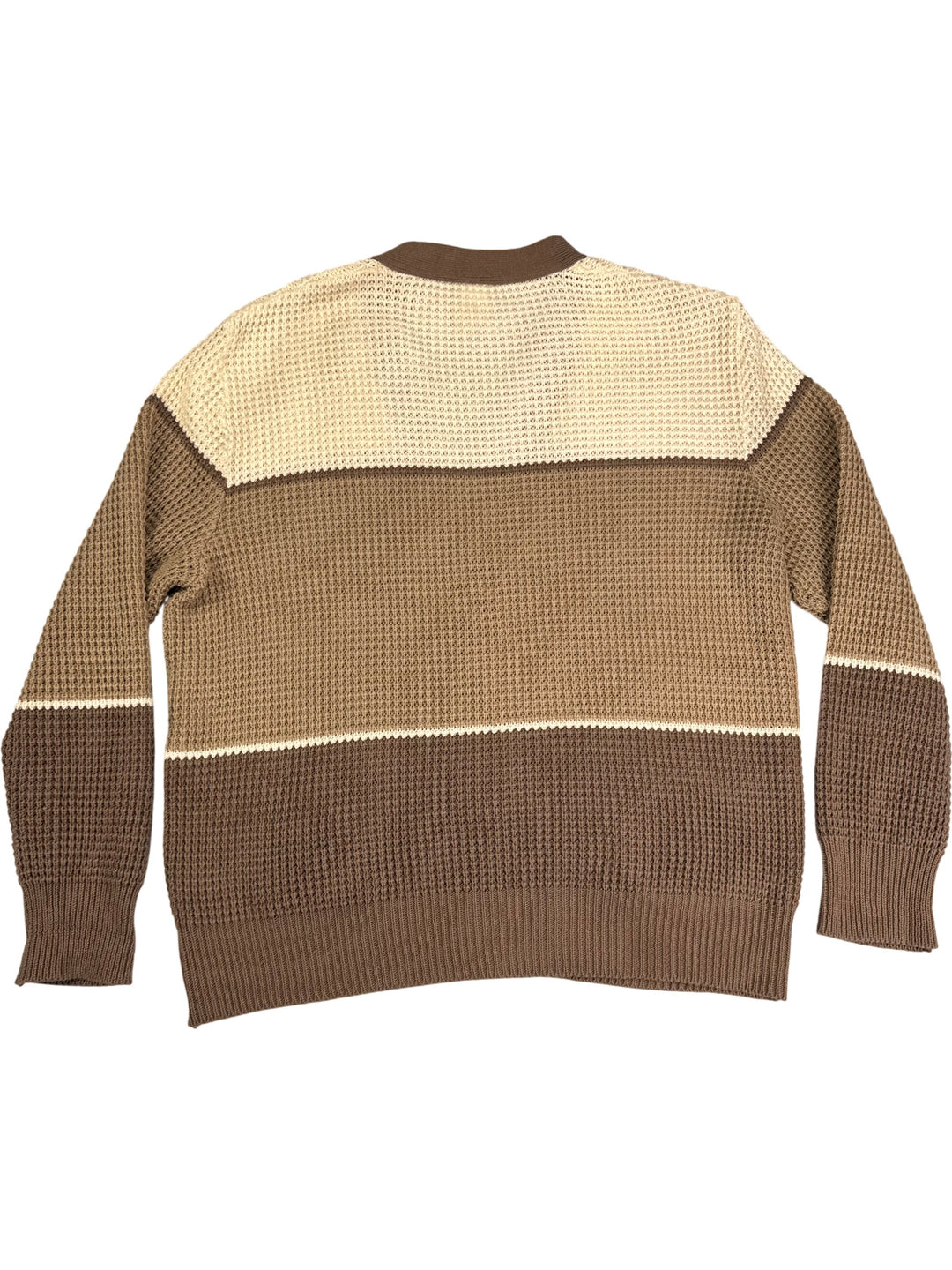 St Michael Brown and Beige Knit Cardigan - M - Think Vintage