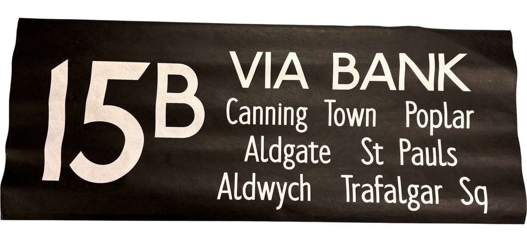 Vintage "15B-Canning Town/Poplar/Aldgate..." Bus Destination Roll 'Sections' (L) - Think Vintage
