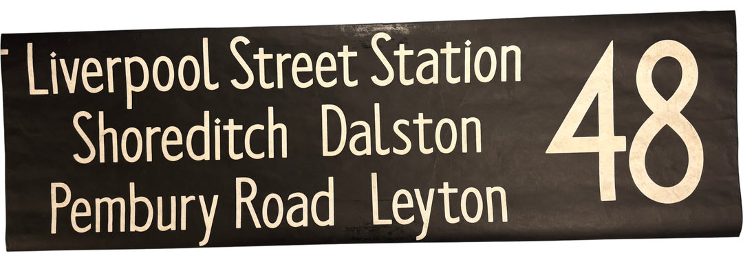 Vintage "48-Liverpool St/Shordtch/Dalston.." Bus Destination Roll 'Sections' (L) - Think Vintage