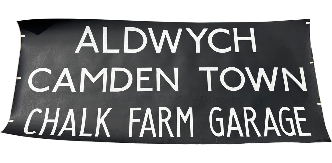 Vintage "Aldwych/Camden/Chalk Farm" Bus Destination Roll 'Sections' (L) - Think Vintage