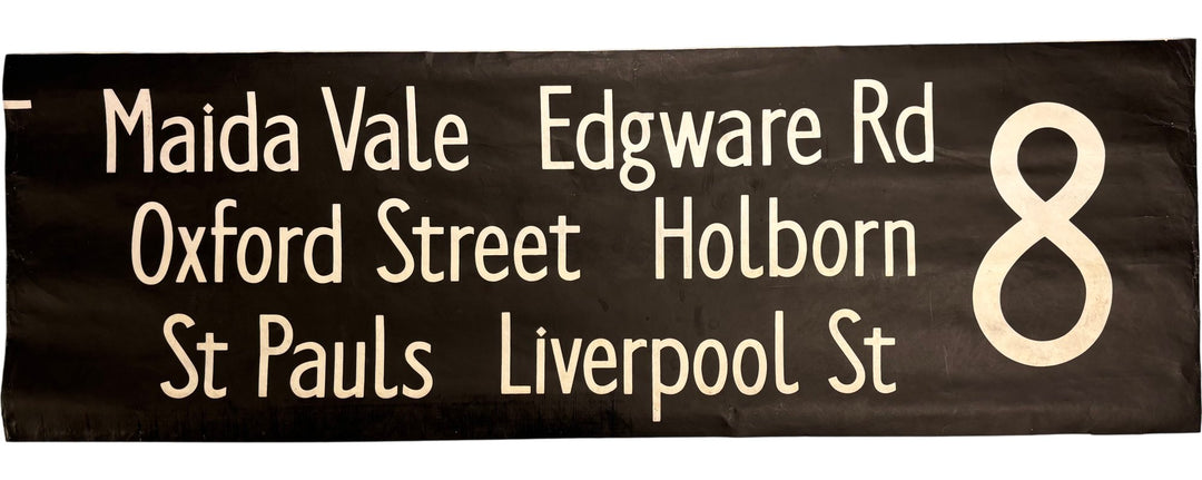 Vintage "Maida Vale/Edgware/Oxford.." Bus Destination Roll 'Sections' (L) - Think Vintage