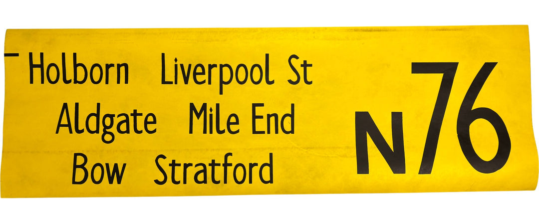 Vintage "N76-Holborn/Liv St/Aldgate..." Bus Destination Roll 'Sections' (L) - Think Vintage
