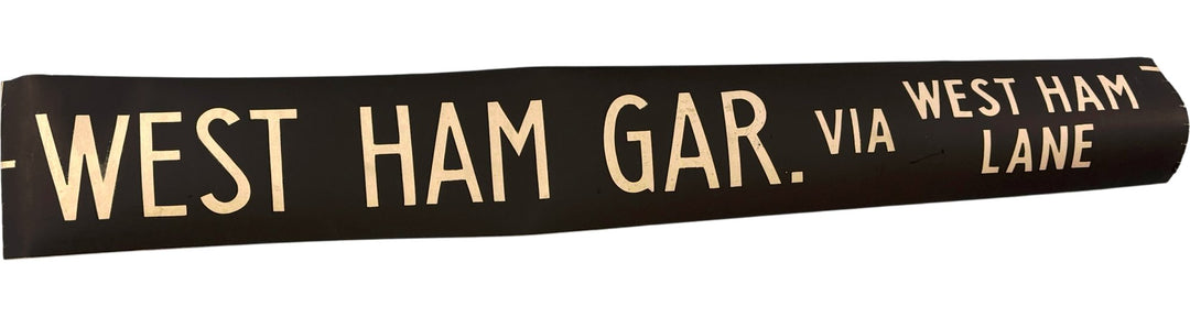 Vintage "West Ham Garage via WH Lane" Bus Destination Roll 'Section' (L) - Think Vintage