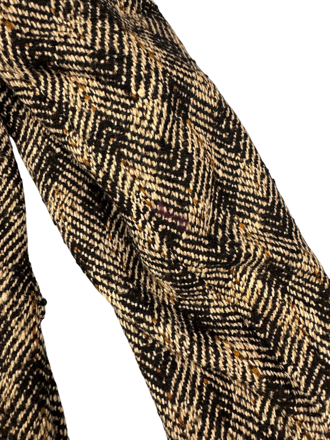 1960s Herringbone Wool Coat With Faux Fur Collar - Think Vintage