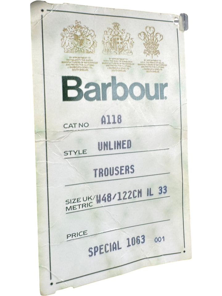 Barbour Unlined Trousers - Think Vintage