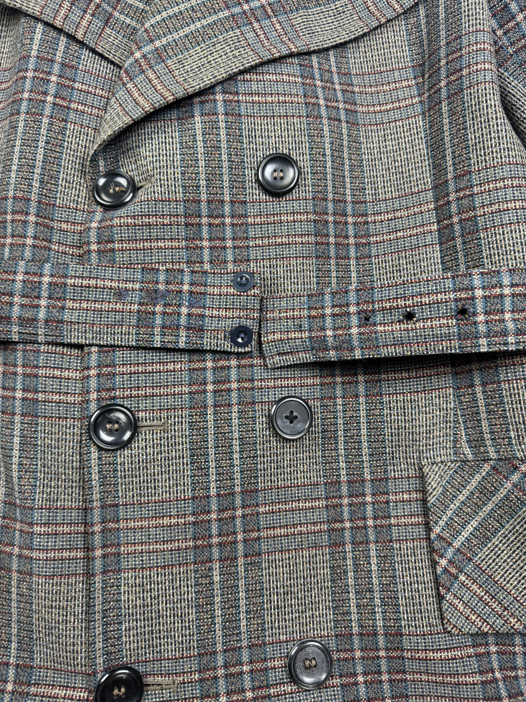 1970s Wool Plaid Trench Coat - M - Think Vintage