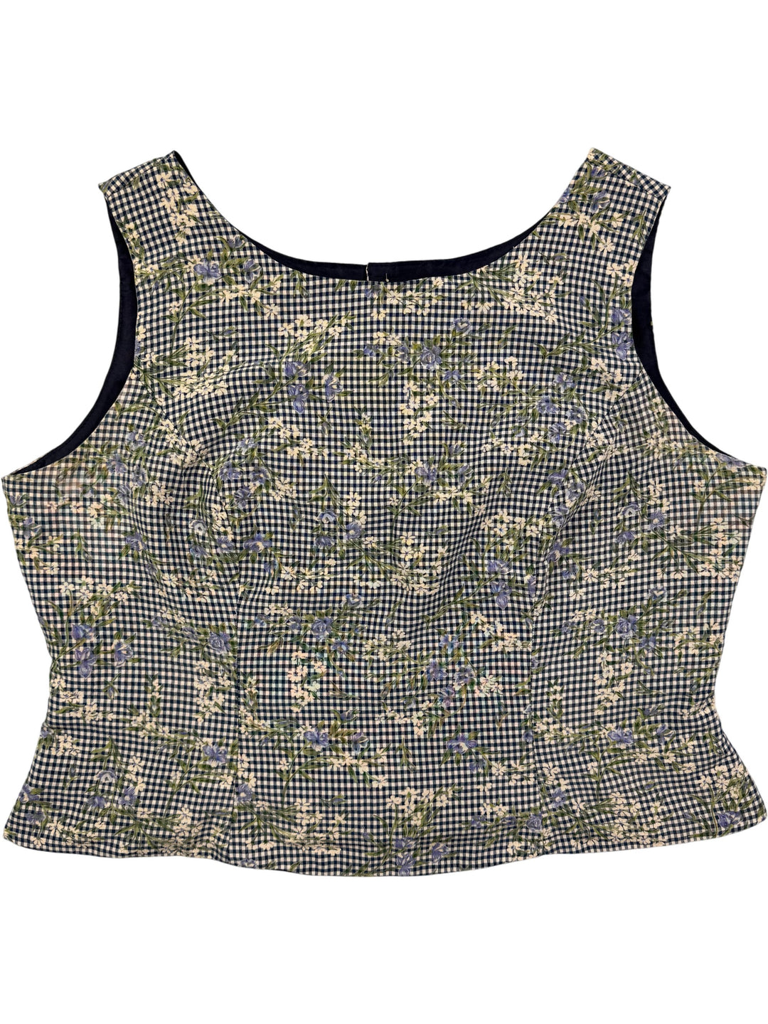 BHS Floral Checkered Crop Top - XL - Think Vintage