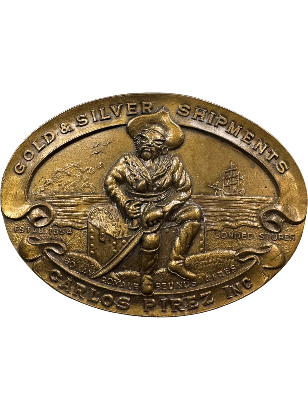 Carlos Pirez Inc Gold & Silver Shipments Belt Buckle - Think Vintage