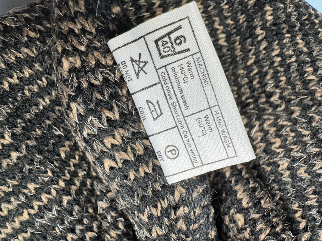 Bentley Casuals Black Patterned V-Neck Sweater - L - Think Vintage