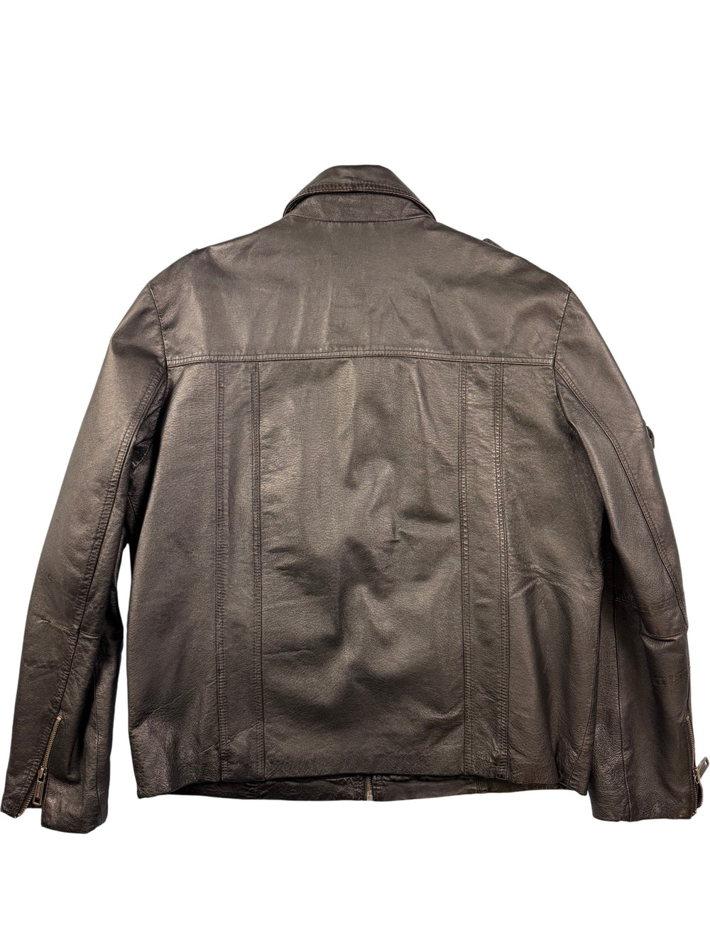 Manguun Leather Jacket with Multiple Pockets - L - Think Vintage