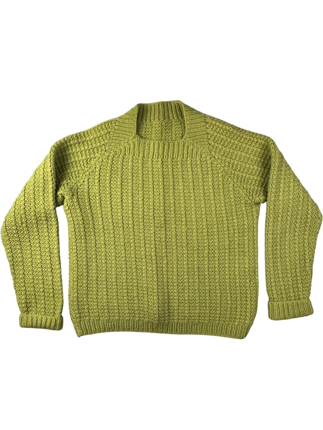 Green Textured Knit Sweater - L - Think Vintage