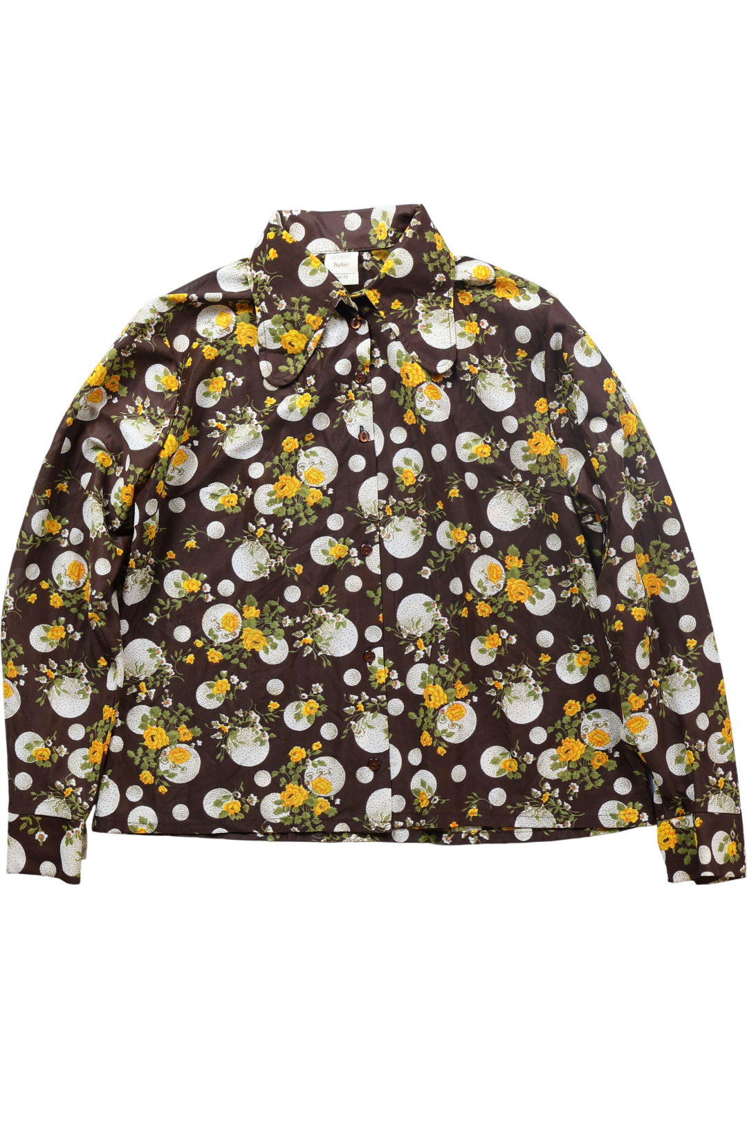 1960s Dagger Collar Floral Blouse - S - Think Vintage