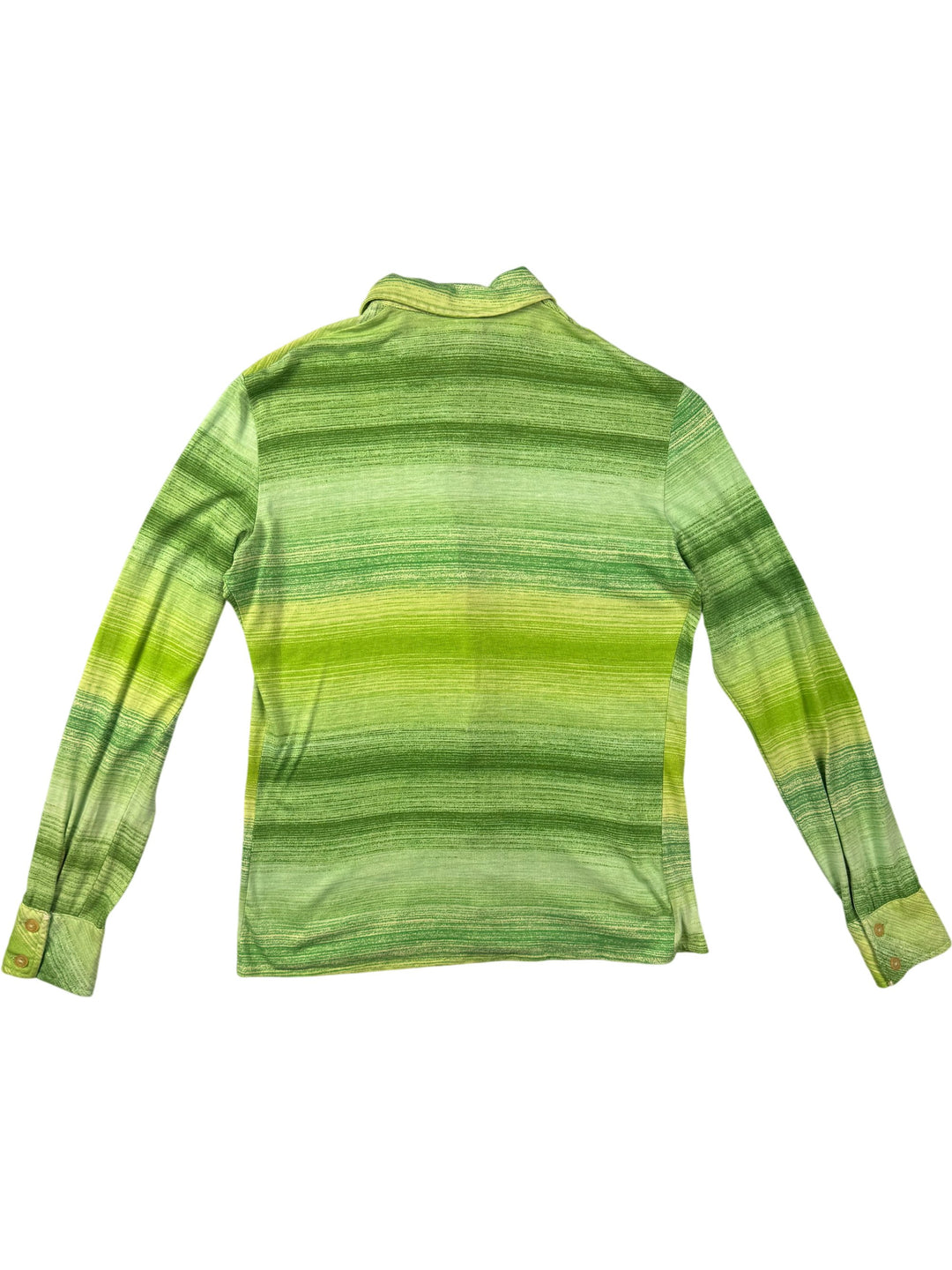 St Michael Green Striped Long Sleeved Shirt - Think Vintage