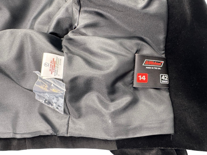 St Michael Black Velvet Blazer - S - Think Vintage