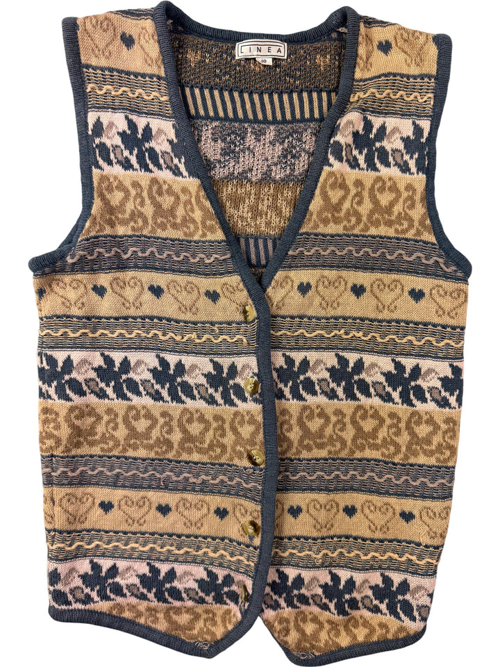 Linea Patterned Knit Vest - Think Vintage