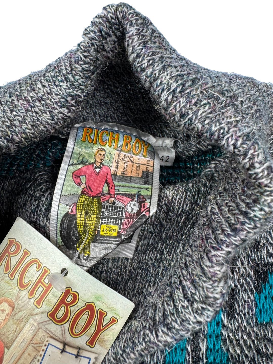 Rich Boy Geometric Patterned Sweater - XL - Think Vintage