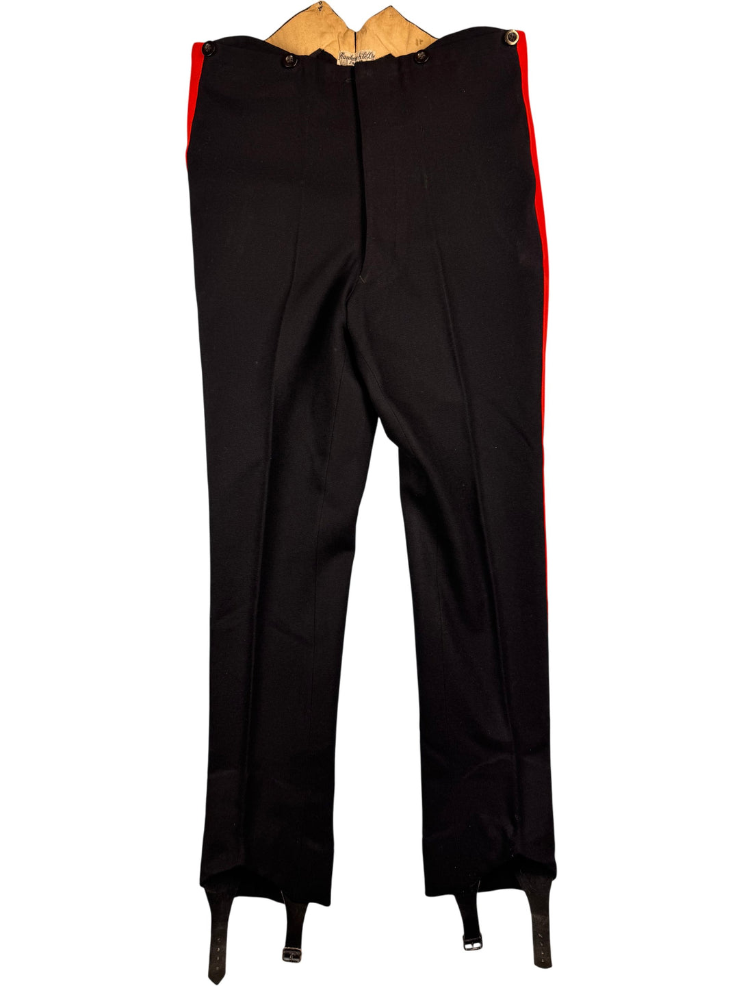 Ranken & Co Black Riding Pants With Red Stripe - L - Think Vintage