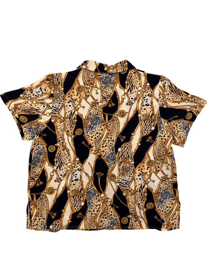 Animal Print Short Sleeved Shirt - L - Think Vintage