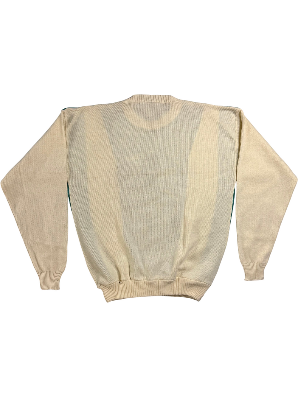 Toscani Green Beige Chevron Sweater XL - Think Vintage
