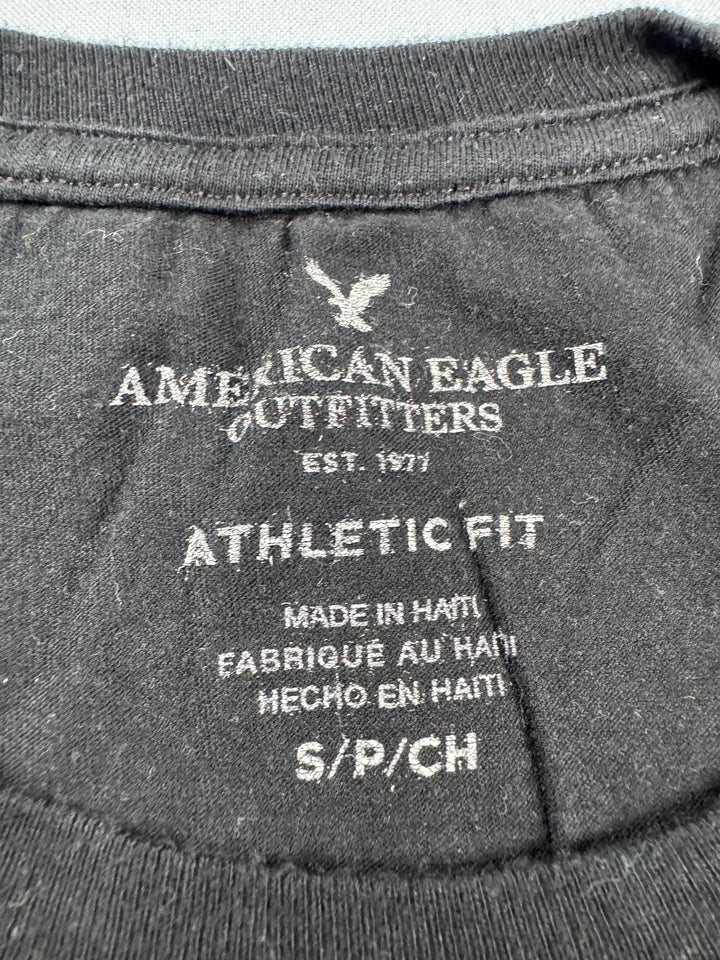American Eagle Black Graphic T-Shirt - S