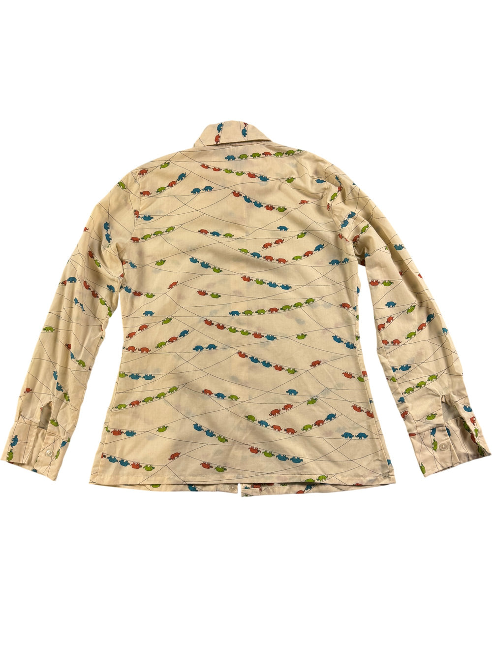 1970s C&A Elephant Pattern Long Sleeve Shirt - Think Vintage