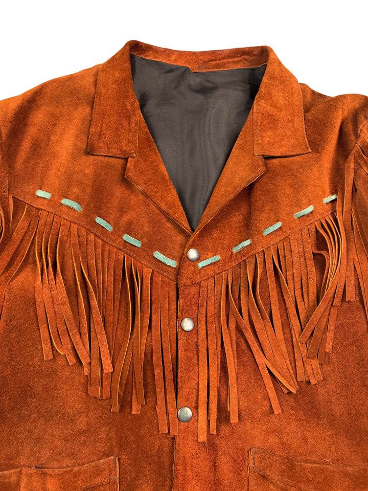 70s Brown Suede Fringe Jacket - L