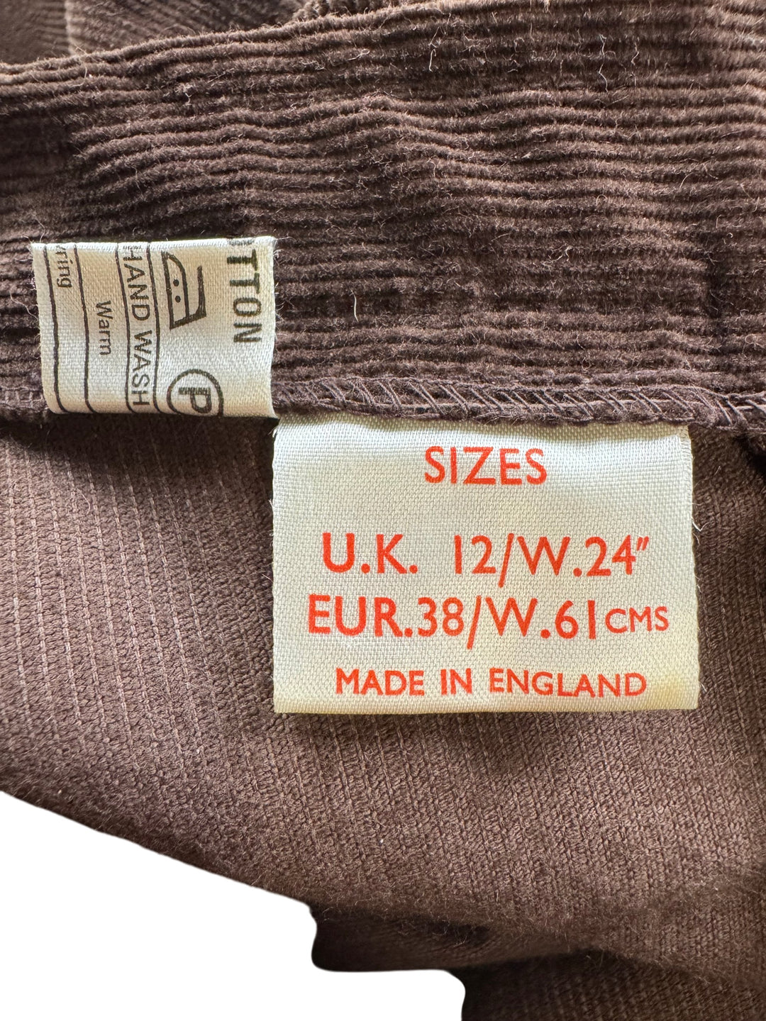 Brown Corduroy Gathered Skirt - XS - Think Vintage