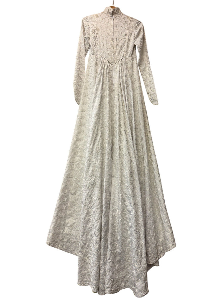 1960s Ivory Floral Embroidered Wedding Dress