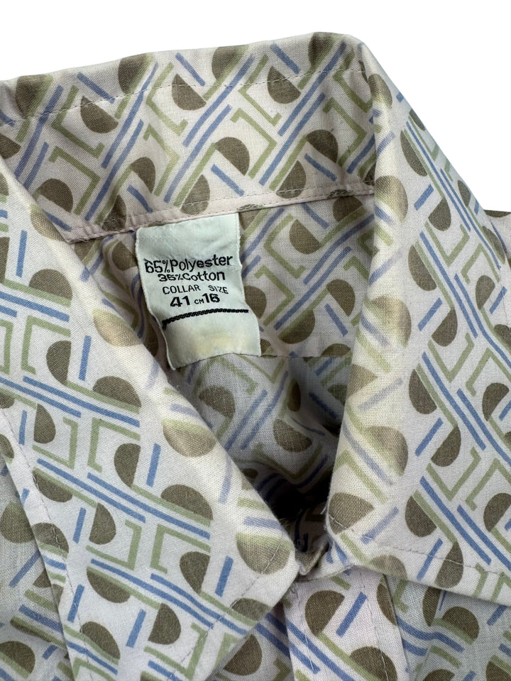1970s Geometric Patterned Long Sleeved Shirt -  L