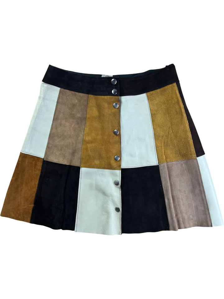 1970s Suede Patchwork Mini Skirt - W29
