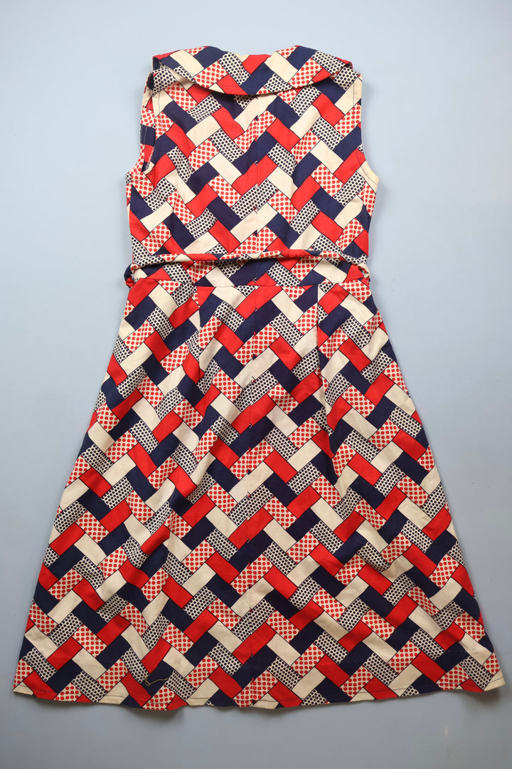 Vintage Geometric Sleeveless Midi Sundress