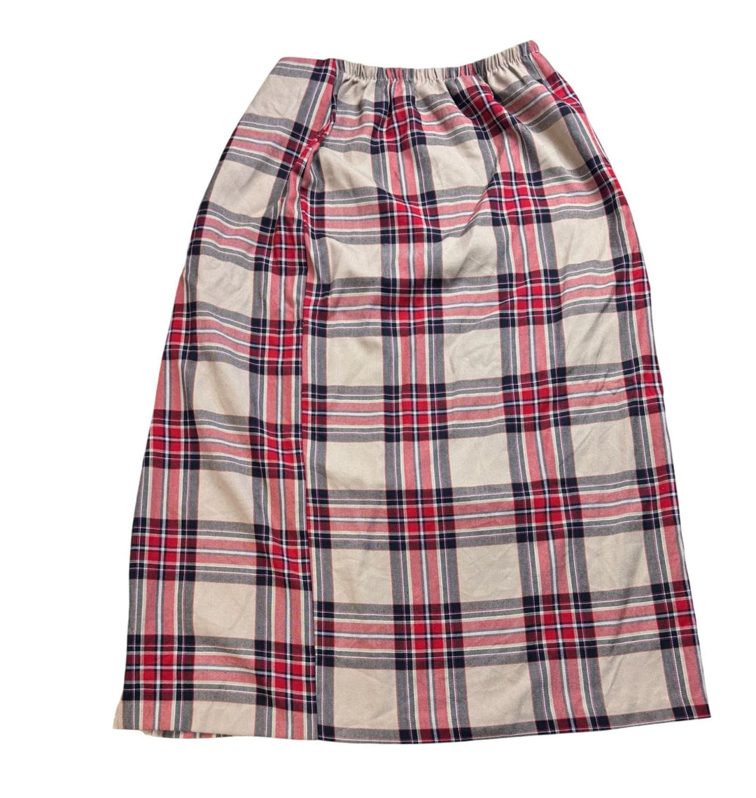 Plaid Button-Up Long Skirt