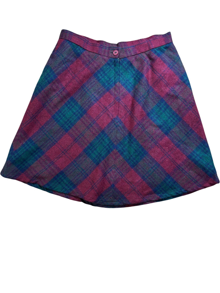 Plaid A-Line Wool Skirt
