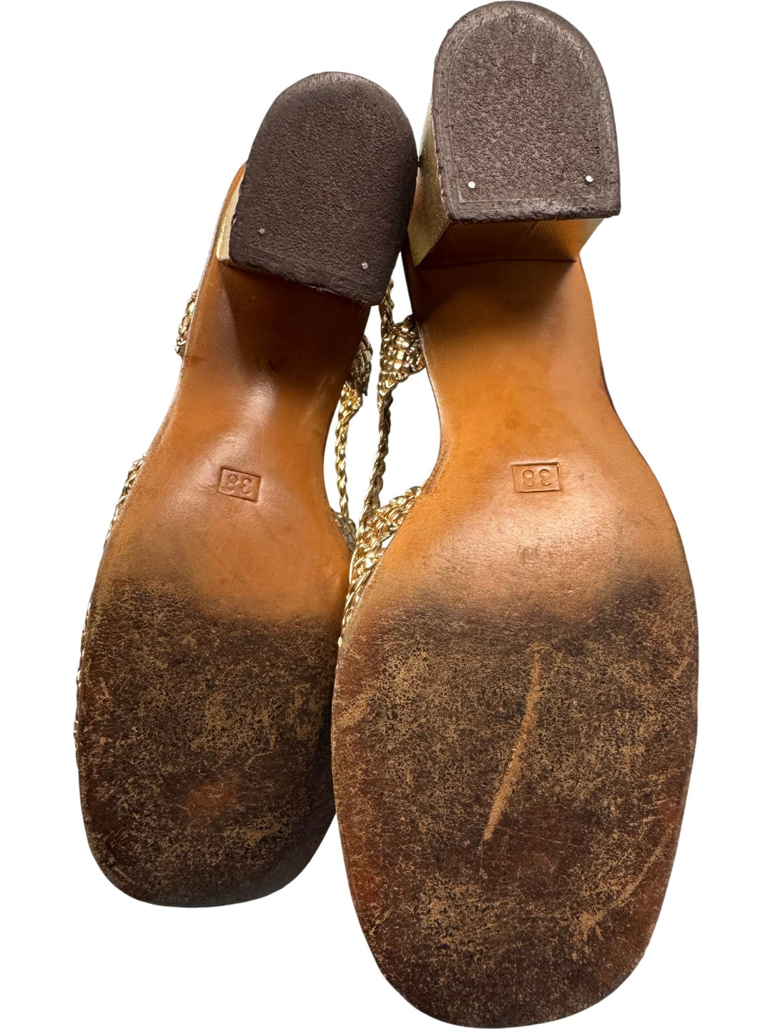 Gold Braided Slingback Sandals